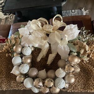 Elegant Cream and Gold Holiday Wreath